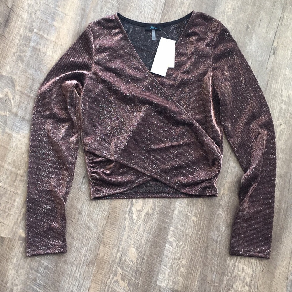 Cropped Cross-Over Glitter Top
